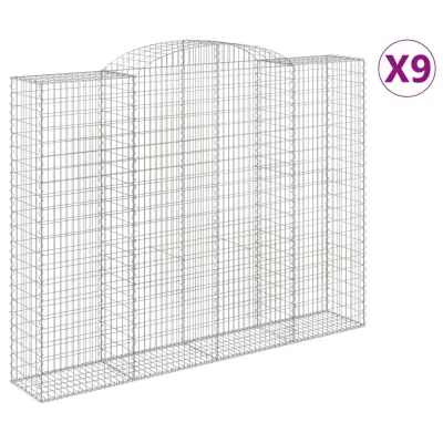 vidaXL Obokane gabion košare 9 kosi 300x50x220/240cm pocinkano železo