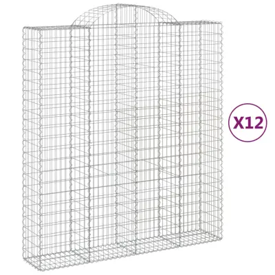 vidaXL Obokane gabion košare 12 kos 200x50x220/240 cm pocinkano železo