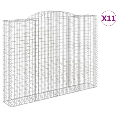 vidaXL Obokane gabion košare 11 kosi 300x50x220/240cm pocinkano železo