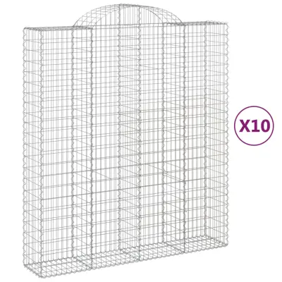 vidaXL Obokane gabion košare 10 kos 200x50x220/240 cm pocinkano železo