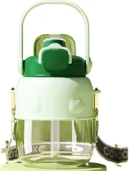 Steklenica za pijačo 30 oz/900 ml, s slamicami in trakovi Športna steklenica za vodo Trpežna steklenica za vodo (zelena) s pokrovom
