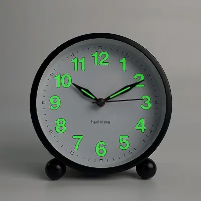 GENERIC analogna budilka brez tikanja s toplo svetlobo - Minimalistična okrogla