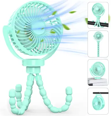 Baby clip-on ventilator, mini namizni viseči ventilator z baterijo za ponovno polnjenje osebni ventilator,