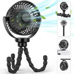 Baby clip-on ventilator, mini namizni viseči ventilator z baterijo za ponovno polnjenje osebni ventilator,
