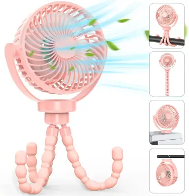 Baby clip-on ventilator, mini namizni viseči ventilator z baterijo za ponovno polnjenje osebni ventilator,