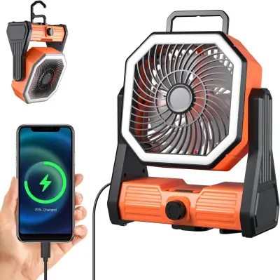 Osebni zunanji šotorski ventilator USB za kampiranje, delovna mesta, orkane, izpade elektrike
