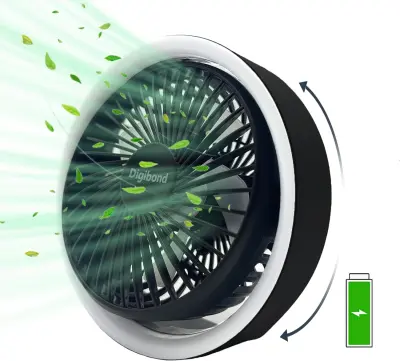 Majhen namizni ventilator za polnjenje z nočno lučko