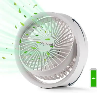Majhen namizni ventilator za polnjenje z nočno lučko