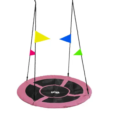 Aga Viseča gugalnica 120 cm Roza z zastavami