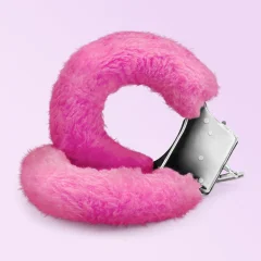 Kosmate lisice za zapestja Crushious - Love Cuffs, roza
