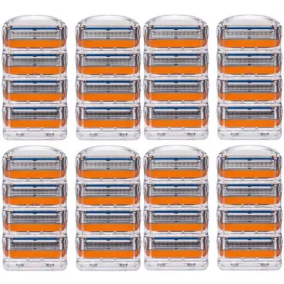 32 kosov nadomestnih rezil, 5-slojna britvica, nerjaveče jeklo, za moške britvice (32 kosov)