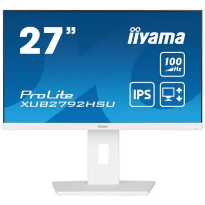 Monitor Iiyama 68,6 cm (27,0") XUB2792HSU-W6 1920x1080 100Hz IPS 0,4ms HDMI DisplayPort 4xUSB3.2 Pivot Zvočniki  sRGB99% FreeSync ProLite bele barve