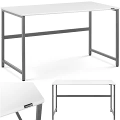 Industrijska računalniška miza na kovinskem okvirju, 120 x 60 cm, bela in siva