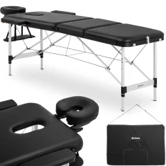Prenosna zložljiva masažna posteljna mizica Bordeux Black, do 180 kg, črna