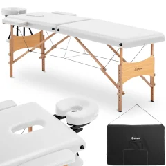 Toulouse White prenosna zložljiva lesena masažna posteljna miza do 227 kg bela