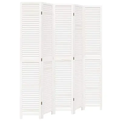 vidaXL Paravan 5-delni bel trden les pavlovnije