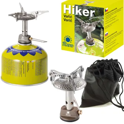 Najlažja turistična peč na plinske kartuše (ventil ali navoj) HIKER 70gram 2,4kW