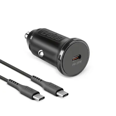 SBS Set avtopolnilec 1x Type-C 25W + kabel Type-C