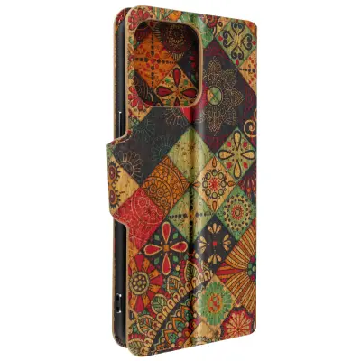 Ovitek iz plute za iPhone 14 Pro, preklopna denarnica - Boho