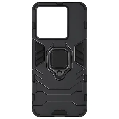 Ovitek za prstan Xiaomi Redmi Note 13 Pro iz dveh materialov, kolekcija prstanov - crn