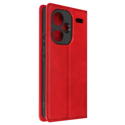 Xiaomi Redmi Note 13 Pro Plus torbica preklopno stojalo, mehka prevleka - rdeca