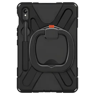 Ohišje, odporno na udarce, vrtljivi rocaj - crna str. Samsung Galaxy Tab S9, S8 in S7