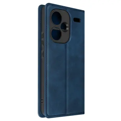 Ovitek Xiaomi Redmi Note 13 Pro Plus, preklopno stojalo, mehka prevleka - polnocno modra