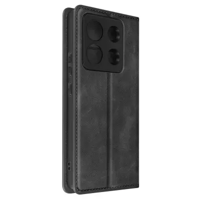 Ovitek denarnica za Xiaomi Redmi Note 13 Pro, preklopno stojalo, mehka prevleka - crna
