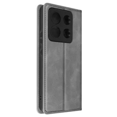 Ovitek denarnica za Xiaomi Redmi Note 13 Pro, preklopno stojalo, mehka prevleka - siva
