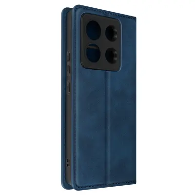 Ovitek denarnica za Xiaomi Redmi Note 13 Pro, preklopno stojalo, mehka prevleka - polnocno modra