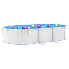 vidaXL Bazen z jekleno steno ovalen 610x360x120 cm bel