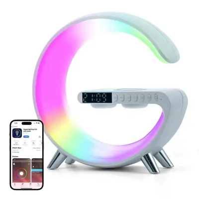 4v1 LED RGB svetilka bluetooth zvočnik budilka in polnilec APP USB