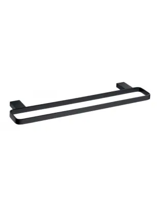 NERO črno medeninasto dvojno držalo za brisače 50 x13,2 x2 cm