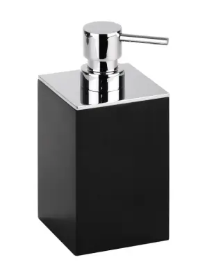 GAMMA črna mat kromirana medeninasta kvadratna dozirna posoda za tekoče milo / 200 ml
