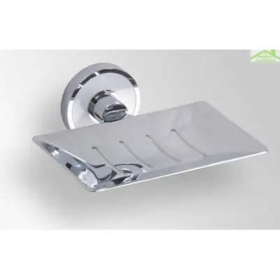Kromirana stenska posoda za milo TREND 12,5x5,2x11,5cm, beli stenski nosilec