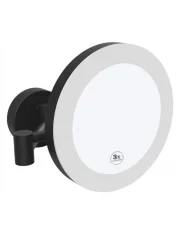 Ogledalo za prhanje z osvetlitvijo LED in senzorjem na dotik iz črne medenine / ø 20 cm