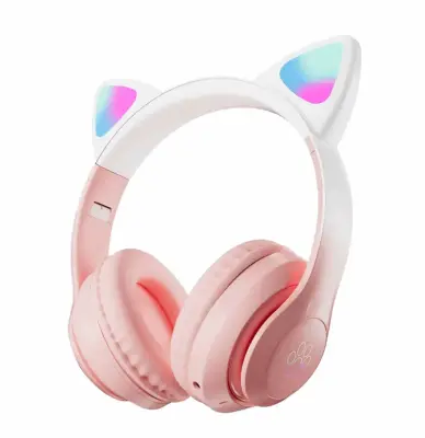 STN-28 Otroške slušalke Bluetooth: z mačjimi ušesi in LED lučko. roze