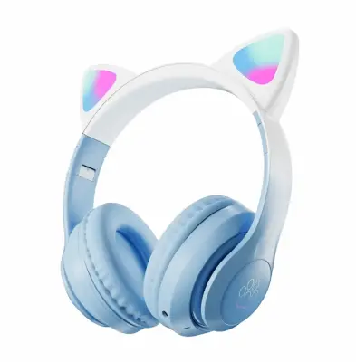 STN-28 Otroške slušalke Bluetooth: z mačjimi ušesi in LED lučko. plava