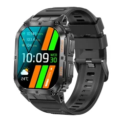 K61 PRO 1,96-palčni zaslon AMOLED Smart Watch - Bluetooth predvajanje glasbe, kompas, šport na prostem, funkcija govorjenja - 380 mAh velika baterija Black