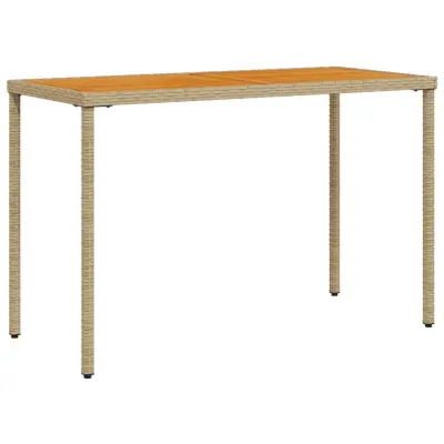 vidaXL Vrtna miza z leseno akacijevo ploščo bež 115x54x74 cm PE ratan