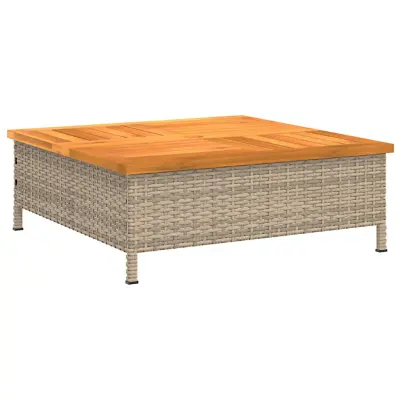 vidaXL Vrtna miza bež 70x70x25 cm ratan in akacijev les