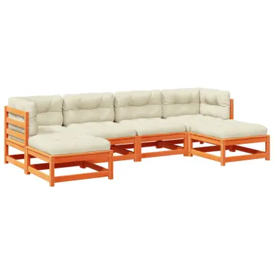 vidaXL Vrtna sedežna garnitura 6-delna z blazinami voščeno rjava