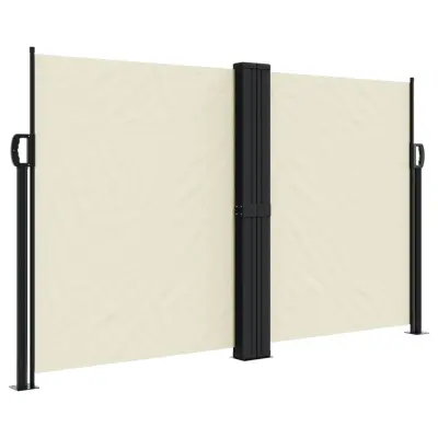 vidaXL Zložljiva stranska tenda krem 140x1200 cm