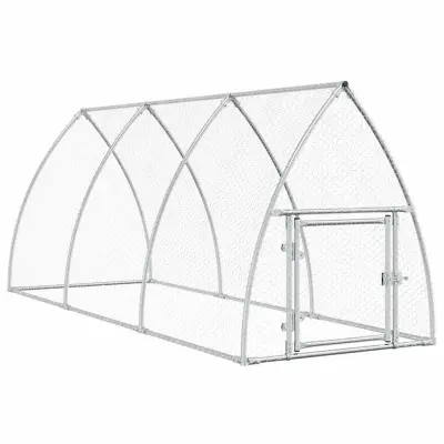vidaXL Kokošnjak srebrn 300x105x120 cm pocinkano jeklo