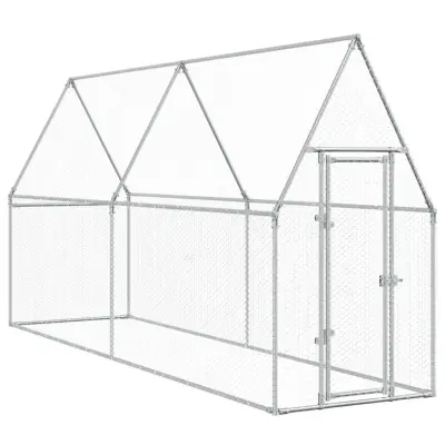 vidaXL Kokošnjak srebrn 400x100x190 cm pocinkano jeklo