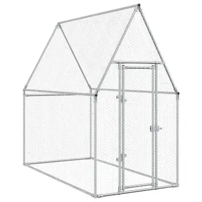 vidaXL Kokošnjak srebrn 200x100x190 cm pocinkano jeklo