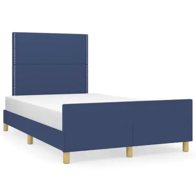 vidaXL Posteljni okvir brez vzmetnice moder 120x190 cm blago