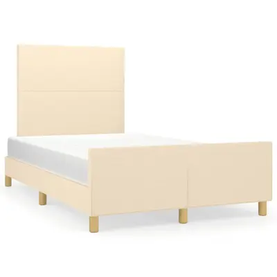 vidaXL Posteljni okvir brez vzmetnice krem 120x190 cm blago