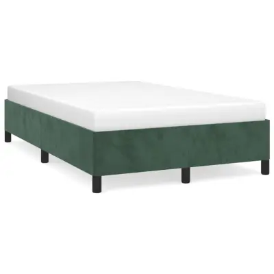 vidaXL Posteljni okvir brez vzmetnico temno zelena 120x190 cm žamet