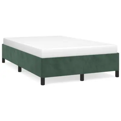vidaXL Posteljni okvir brez vzmetnico temno zelena 120x190 cm žamet